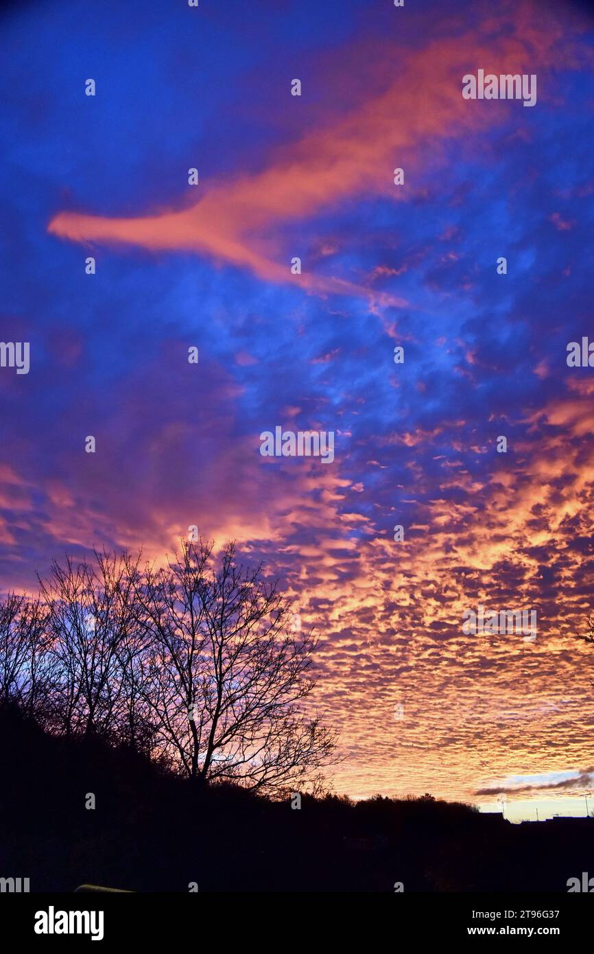 Ein fantastischer Sonnenaufgang am Furzton Lake in Milton Keynes. Stockfoto