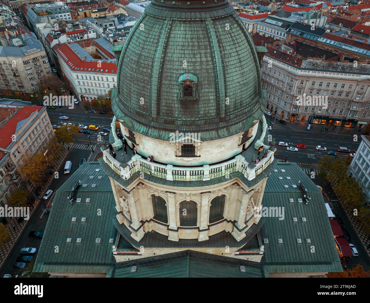 Aussichtsterrasse oder Aussichtsplattform der St. Stephan Basilika budapest, Ungarn. Einer der besten Aussichtspunkte der Hauptstadt. Stockfoto