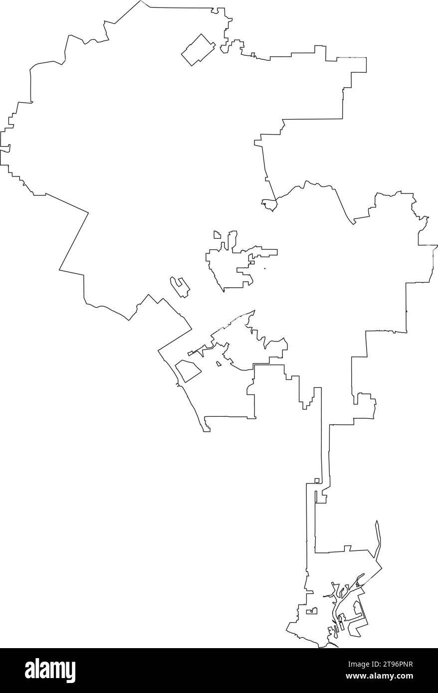 Weiße Karte der STADTRÄTE VON LOS ANGELES, USA Stock Vektor