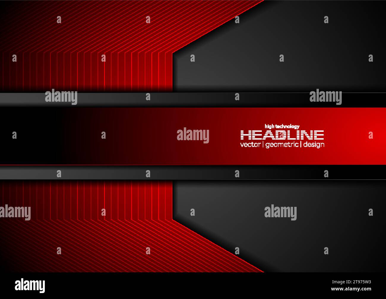 Roter und schwarzer geometrischer abstrakter Technologiehintergrund. Vektordesign Stock Vektor