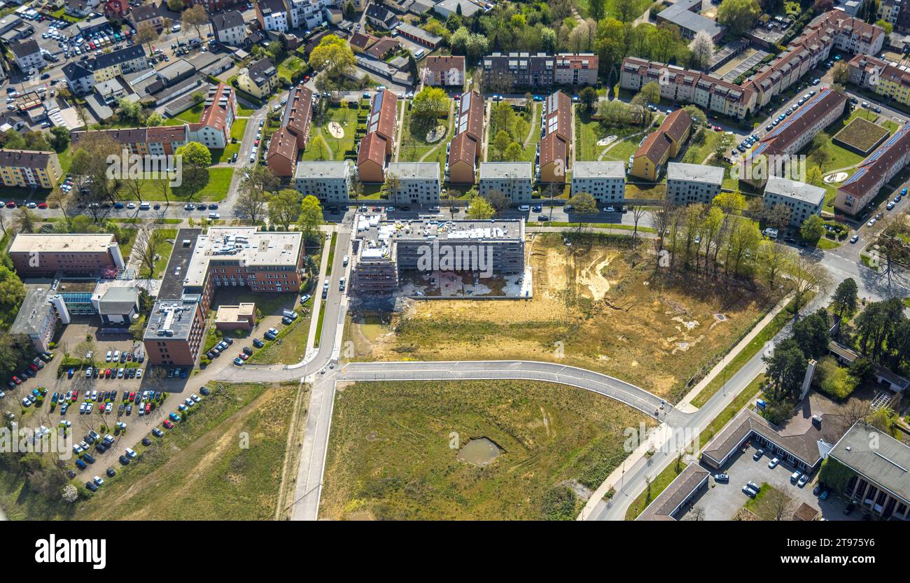 Luftaufnahme, Ostpark Quartier Feldmark, Baustelle des ehemaligen alten Friedhofs, Freiwillige Feuerwehr Bochum, Evangelische Hochschule Rheinland-Wes Stockfoto