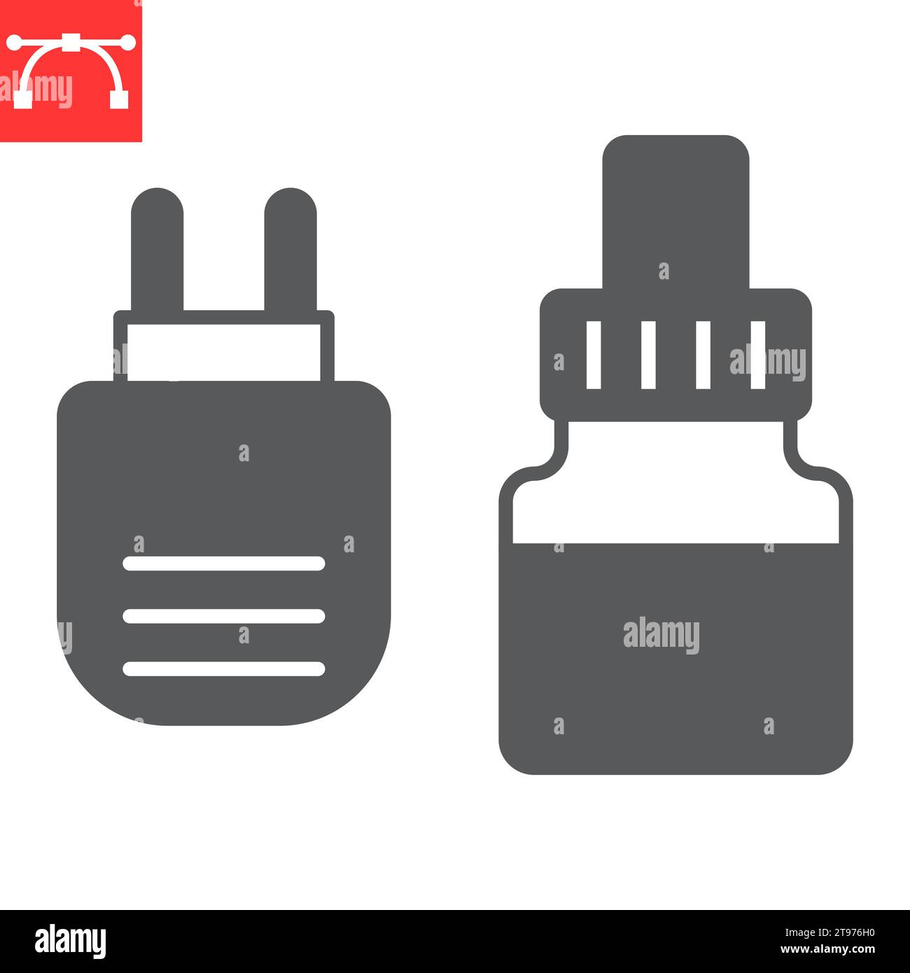 Anti-Mückenfumigator Glyph-Symbol, Stecker und Sicherheit, elektrische Mückenabweisende Vektor-Symbol, Vektor-Grafiken, bearbeitbarer Strich Solid Sign, eps 10. Stock Vektor