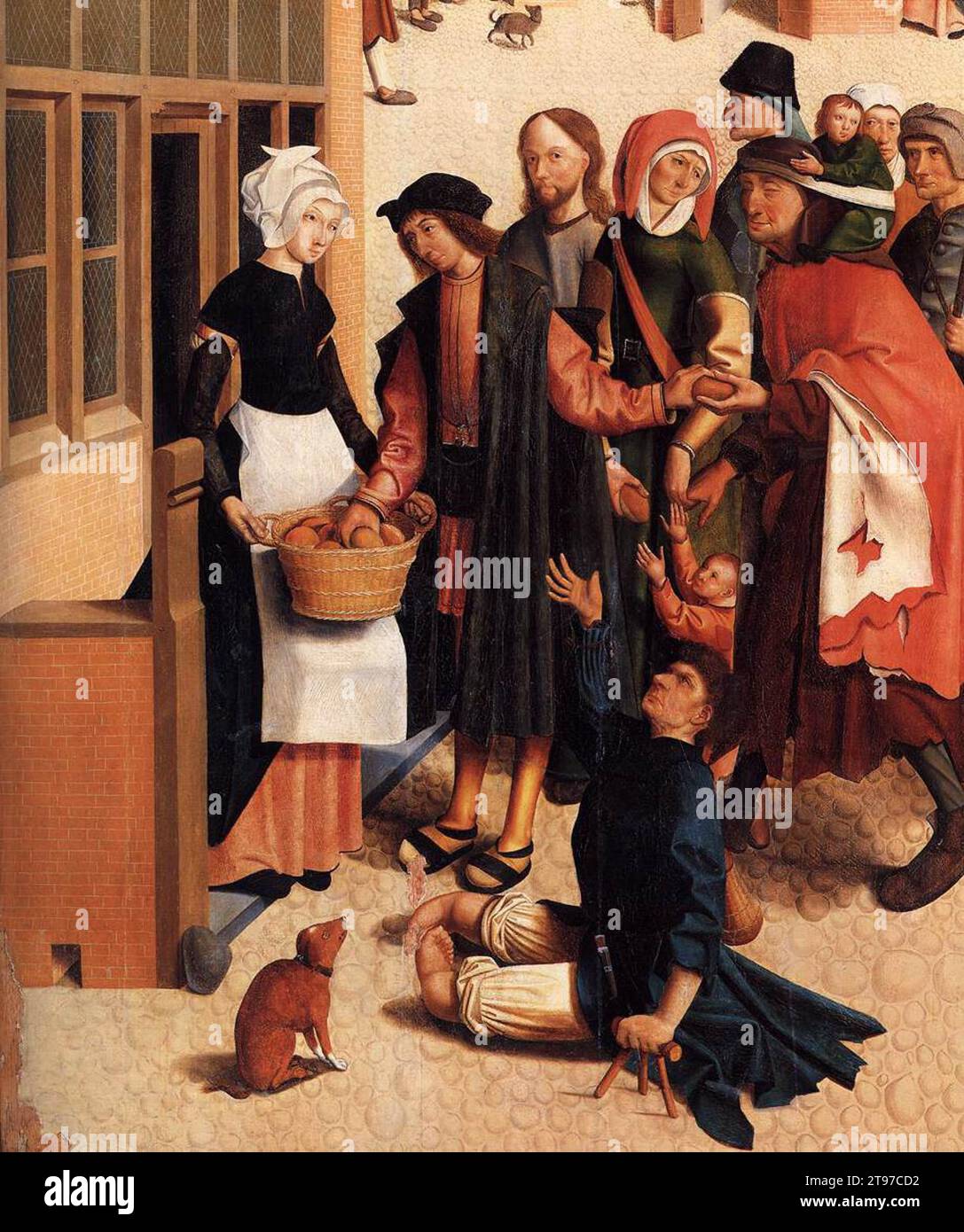Die sieben Werke der Barmherzigkeit (Detail) 1504 von Meister von Alkmaar Stockfoto