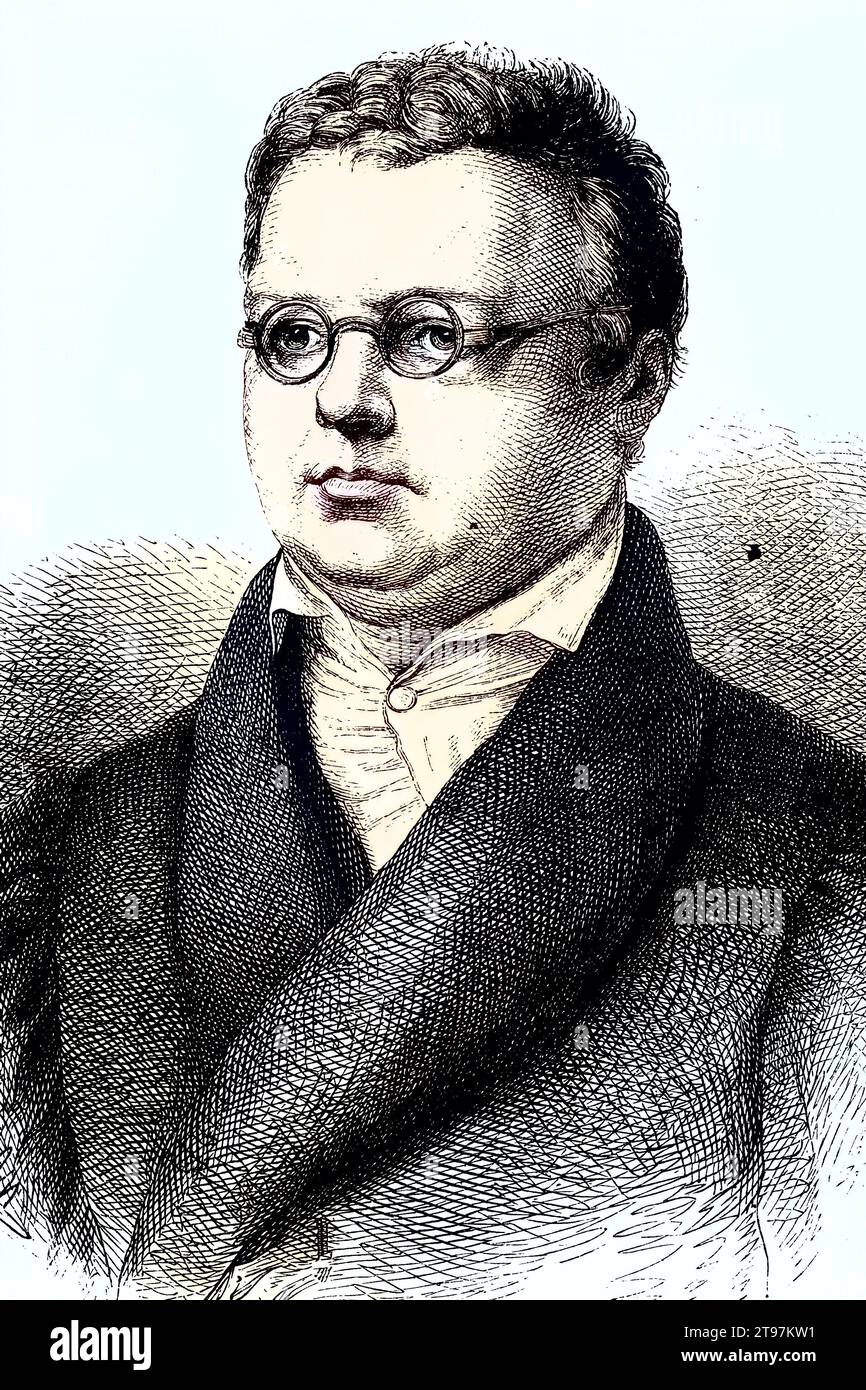 Friedrich Arnold Brockhaus, 1772–1823, ein deutscher Verleger, Gründer des Verlagshauses F. A. Brockhaus und Herausgeber des Conversations-lexicons, der spaeteren Brockhaus Enzyklopaedie, Historisch, digital restaurierte Reproduktion von einer Vorlage aus dem 19. Jahrhundert, koloriert / Friedrich Arnold Brockhaus, 1772–1823, deutscher Verleger, Gründer des Verlags F. A. Brockhaus und Herausgeber des Konversations-Lexicon, der späteren Brockhaus-Enzyklopädie, historische, digital restaurierte Reproduktion eines Originals aus dem 19. Jahrhundert, farbig Stockfoto