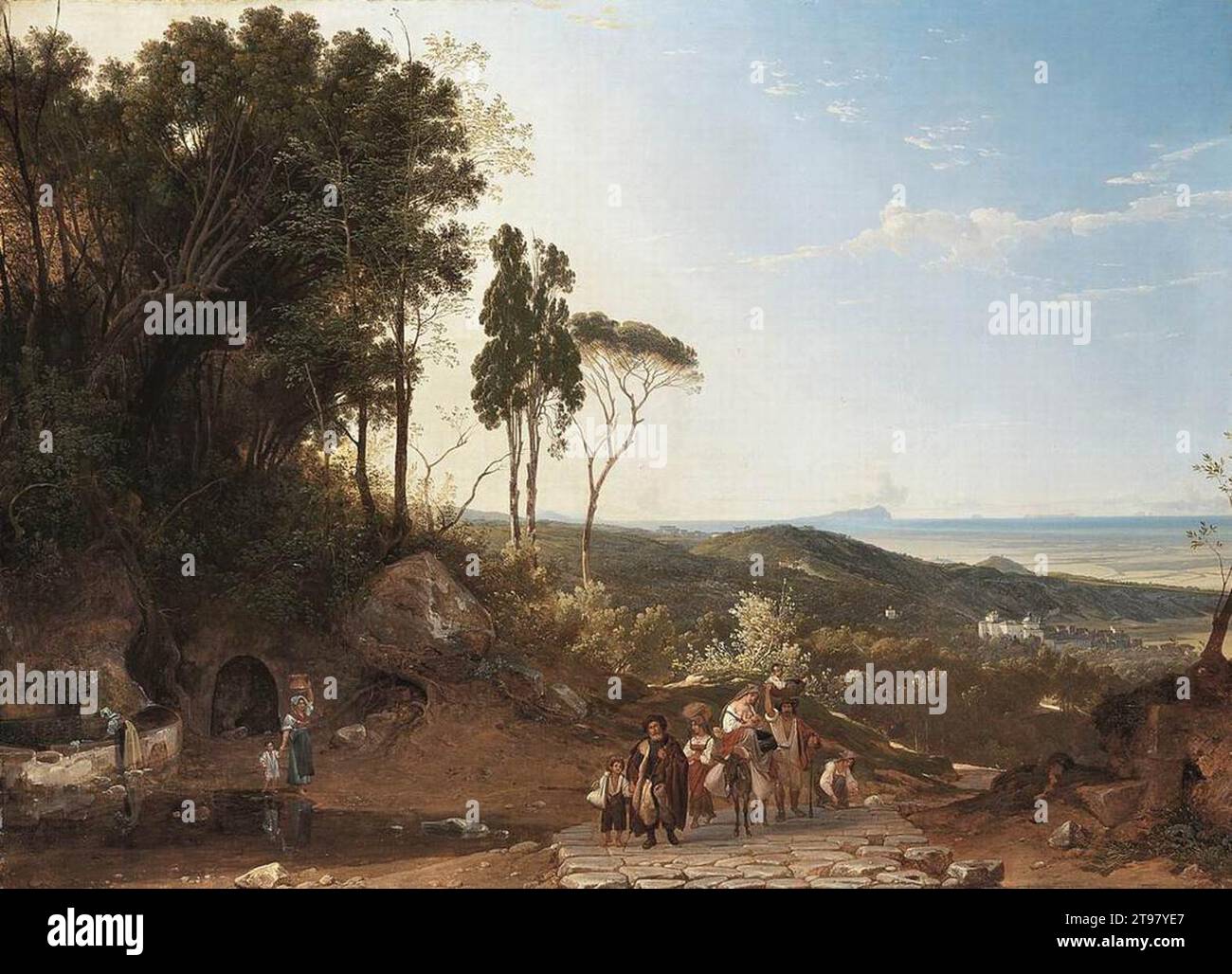 Blick auf Ariccia mit dem Meer im Hintergrund 1821-25 von Franz Ludwig Catel Stockfoto
