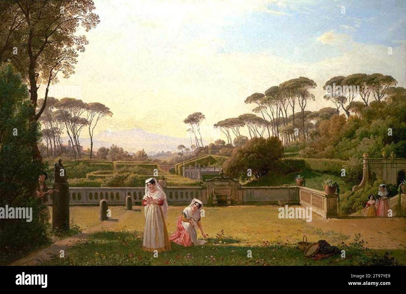 Garten der Villa Doria Pamphili in Rom 1837-38 von Franz Ludwig Catel Stockfoto