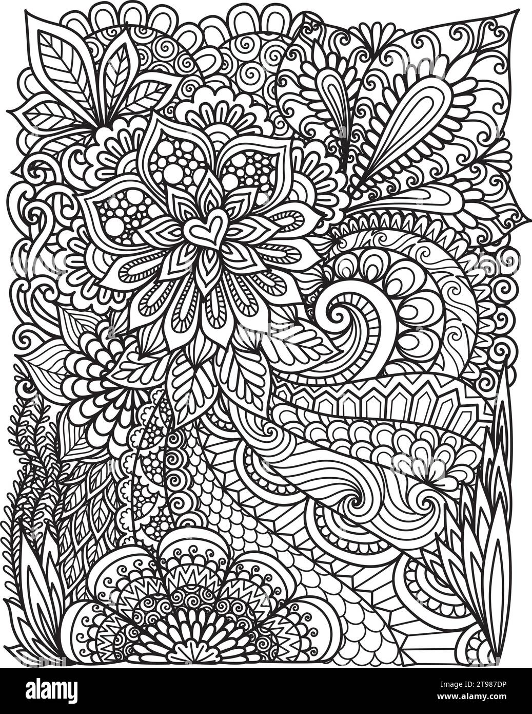 Von Zentangle inspirierte Blumen zum Ausmalen, Gravieren