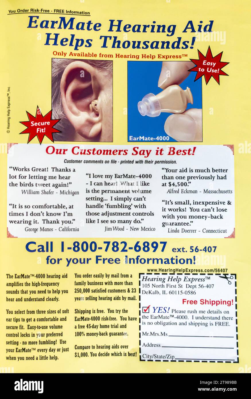 2004 EarMate Hörgerätewerbung Stockfoto