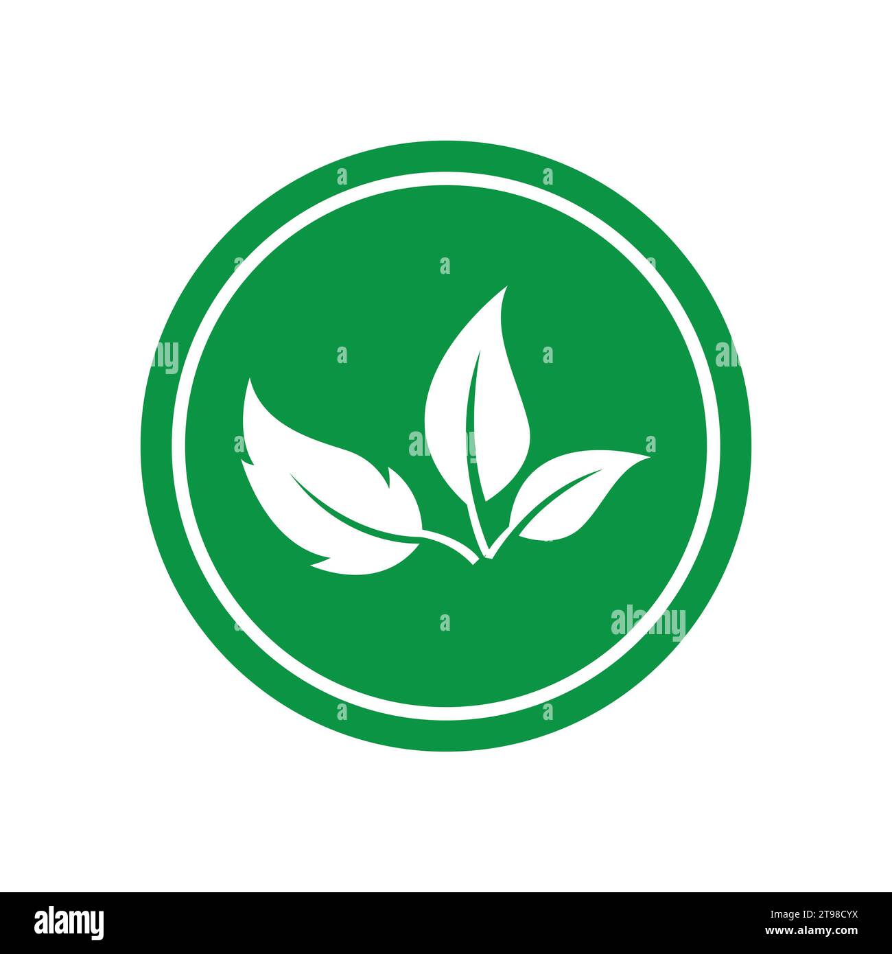 Leaf-Symbol. Schild für frisches Bio-Produkt. Grünes Blatt-Symbol, Etikett für Bio-Lebensmittel. Stockfoto