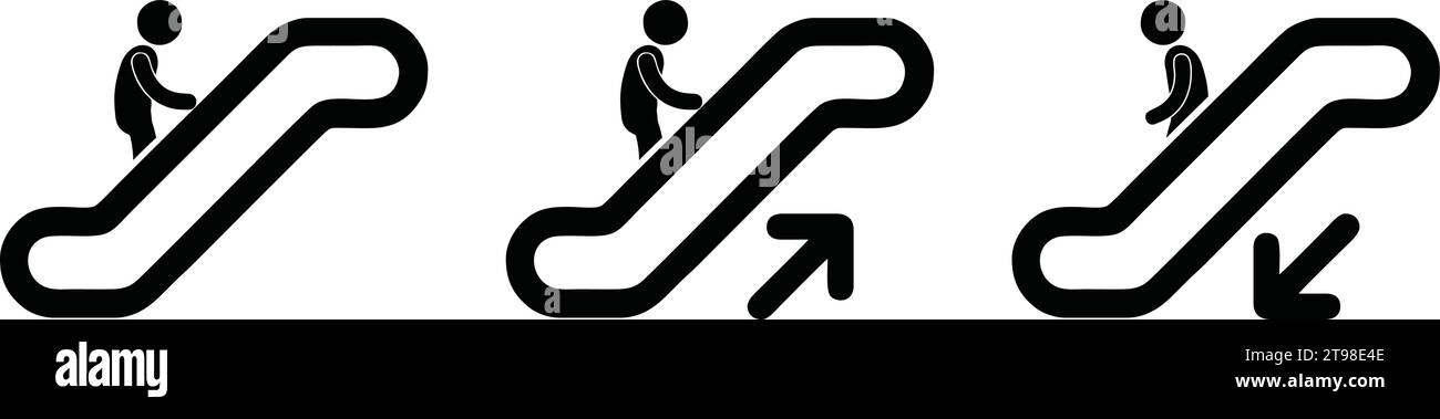 Symbol oben/unten. Walking man auf der Treppe. Karrieresymbol. Flaches Design. Vektorabbildung. Stock Vektor