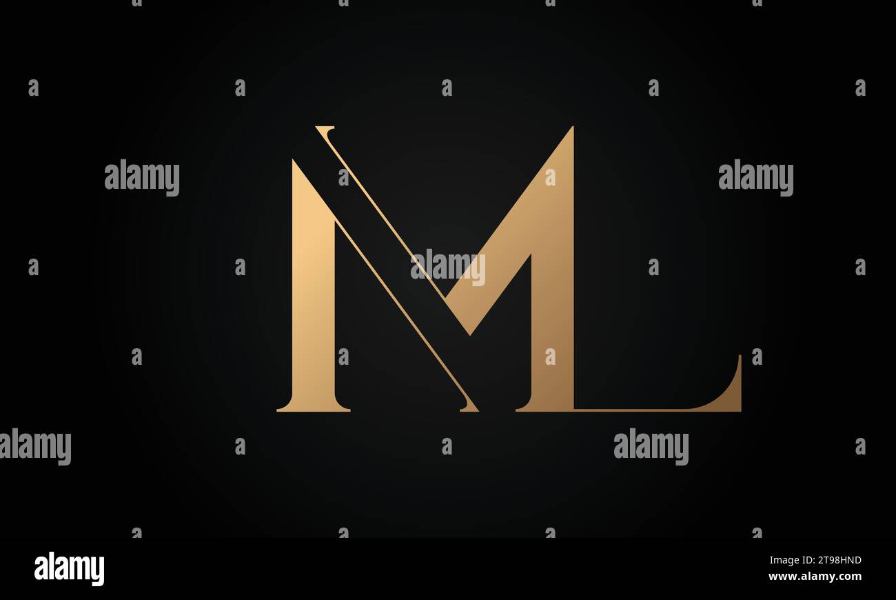 Luxus Initial ML oder LM Monogramm Text Letter Logo Design Stock Vektor