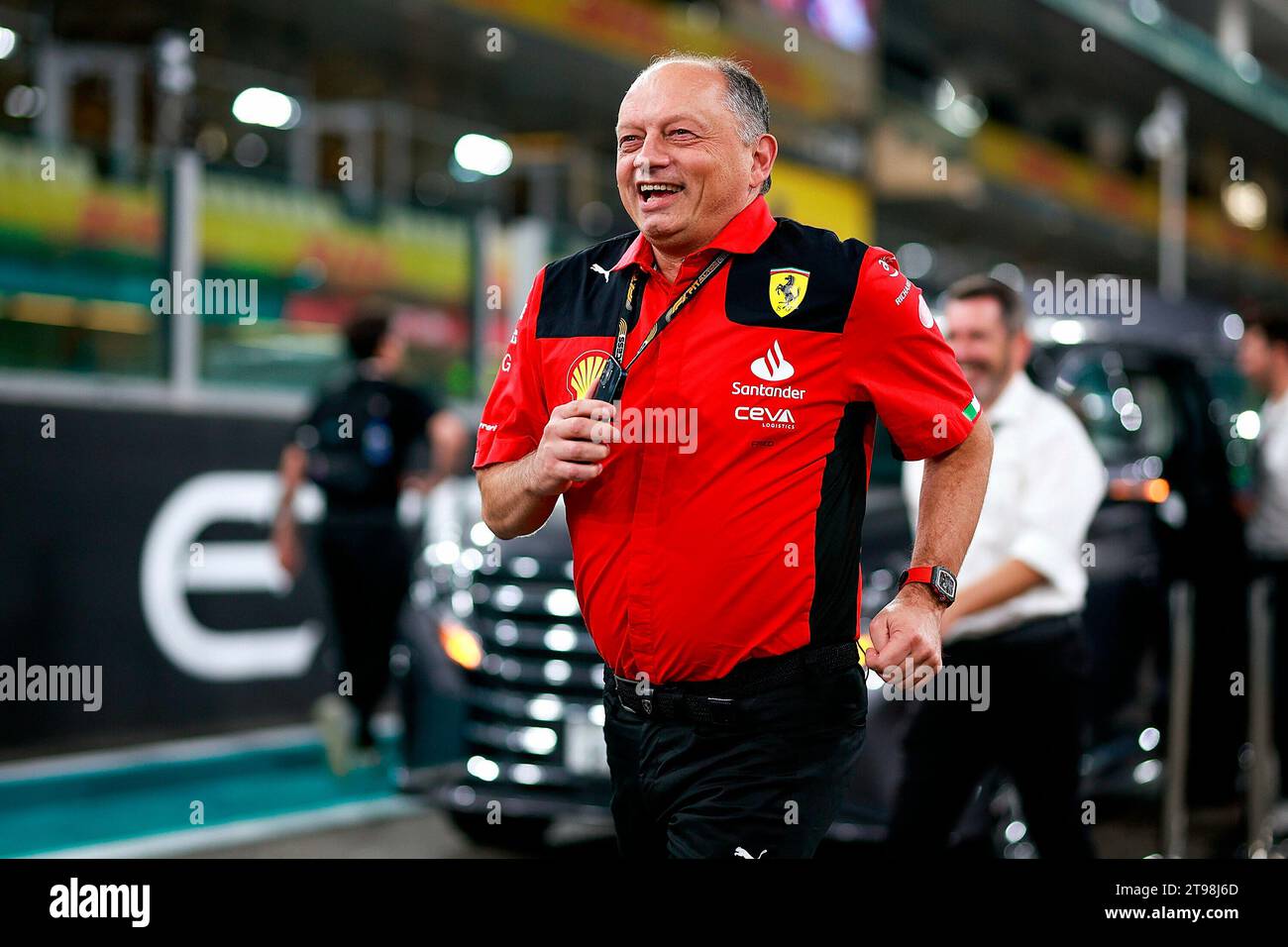 23. November 2023, Yas Marina Circuit, Abu Dhabi, Formel 1 Etihad Airways Abu Dhabi Grand Prix 2023, im Bild Team Chef Frederic Vasseur (Scuderia Ferrari) Credit: dpa Picture Alliance/Alamy Live News Stockfoto