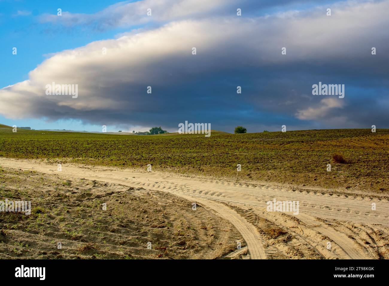 Donner Wolken über der durstigen Wüstenlandschaft Stockfoto