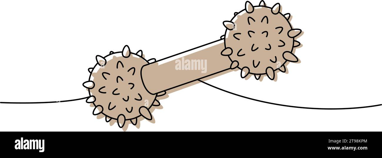 Hundeschlepper, Hundekauspielzeug eine Linie farbige, durchgehende Zeichnung. Tierzubehör, Tierspielzeug liefert durchgehende einzeilige Illustration. Stock Vektor