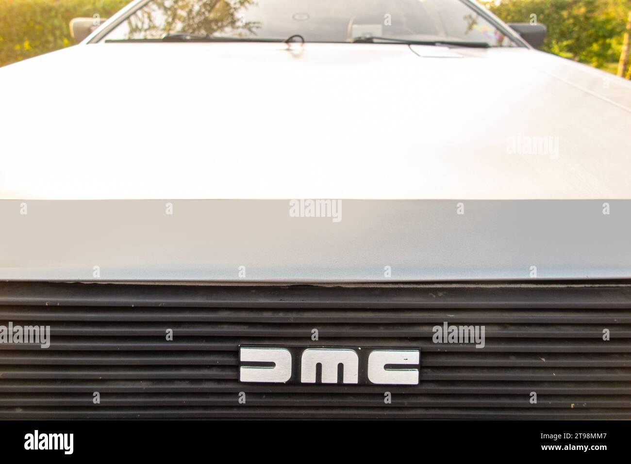 Ein DeLorean-Auto, das vor allem dafür bekannt ist, wie im Film zurück in die Zukunft zu sein. Stockfoto