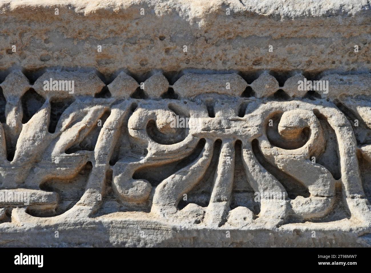 Alte Steinkunst - das alte Cäsarea, Israel Stockfoto