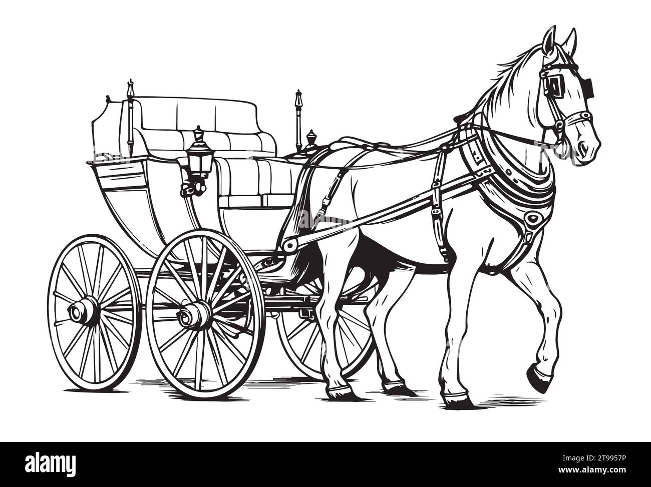 Pferdekutsche. Kutscher auf einem alten viktorianischen Chariot