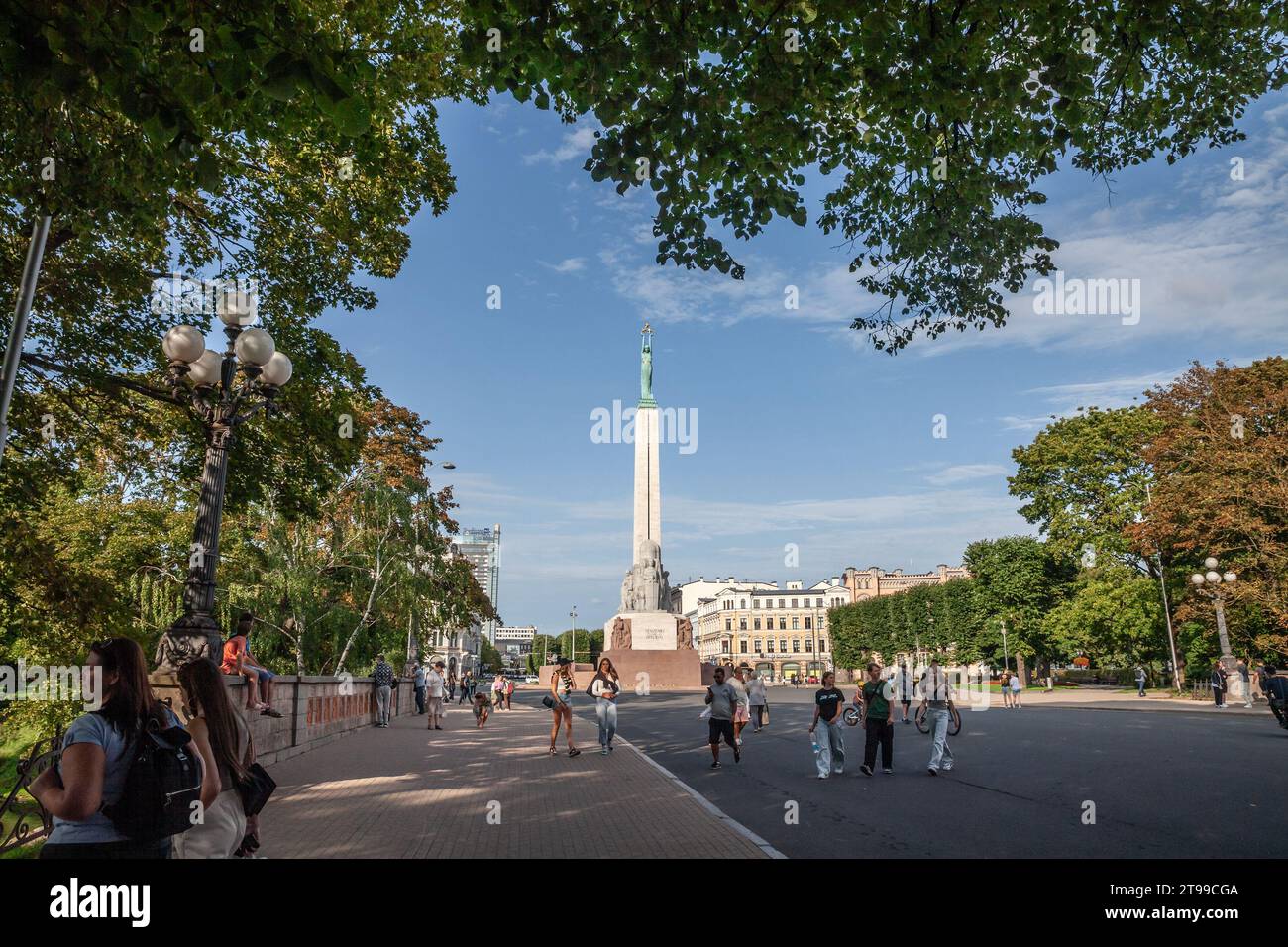 Bild des Freiheitsdenkmals von Riga, lettland. Das Freedom Monument (oder Brivibas piemineklis) ist ein Denkmal in Riga, Lettland Stockfoto