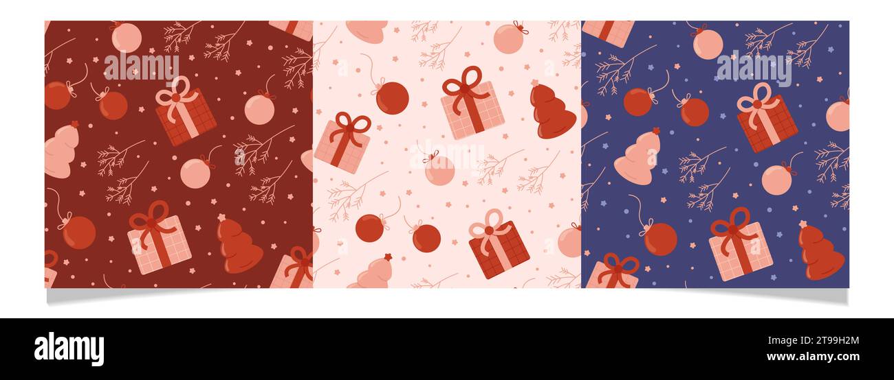 Weihnachts- und Neujahrsmuster mit Geschenken Stock Vektor