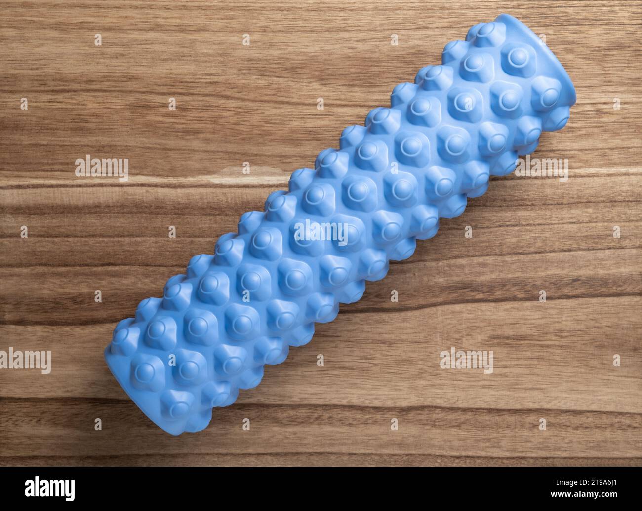 Ansicht von oben, blaue Schaumstoffrolle Stockfoto