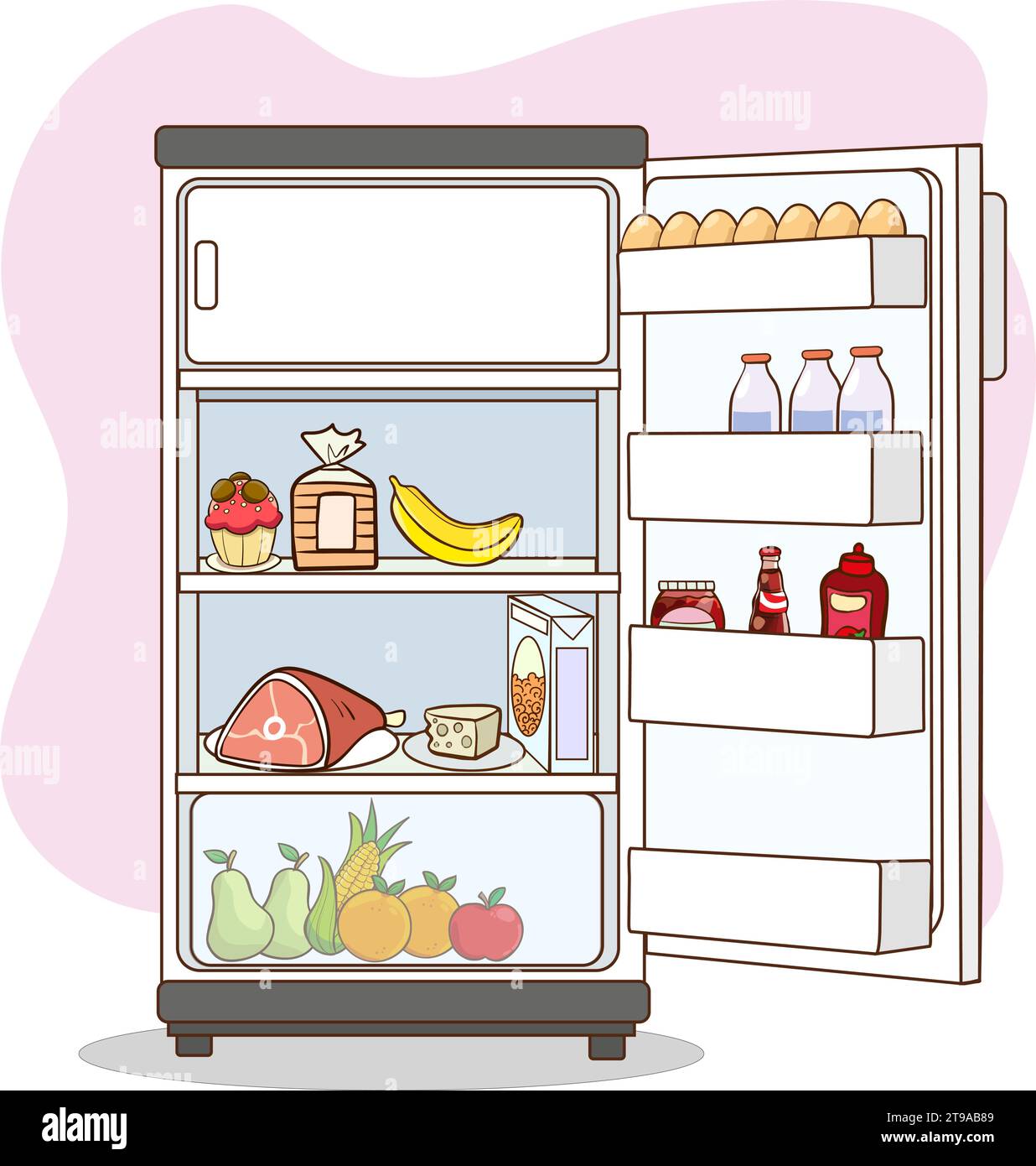 Vektor-Illustration des Kühlschranks mit offenem Stock Vektor