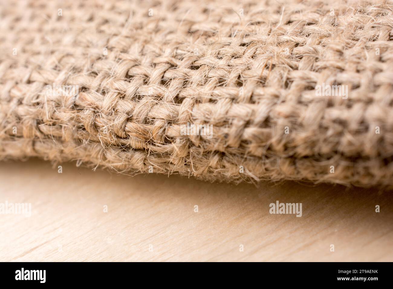 Braune Farbe natürlicher Leinenstruktur Stoff Stockfoto