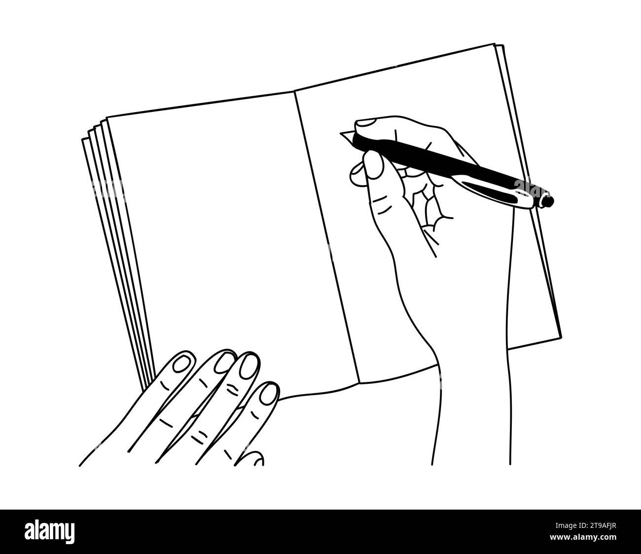 Die Hände zeichnen mit Bleistiftvektor in Skizzenbuch. Stock Vektor