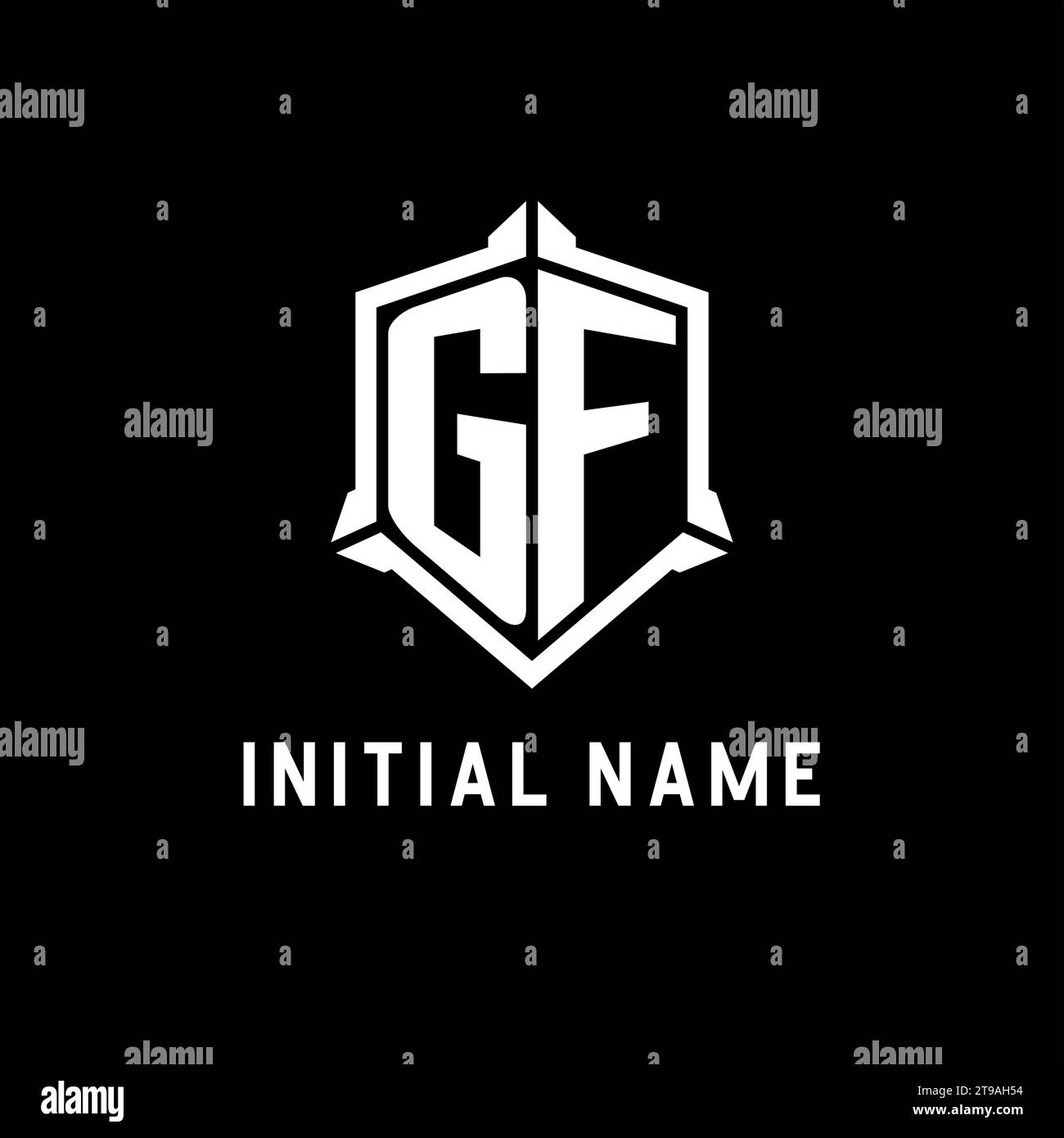 GF-Logo-Initiale mit Vektorgrafik im Schilddesign Stock Vektor