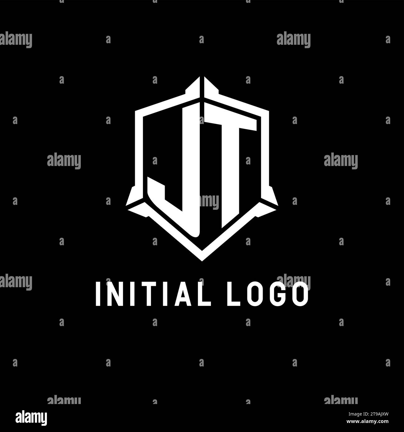 JT-Logo-Initiale mit Vektorgrafik im Schilddesign Stock Vektor