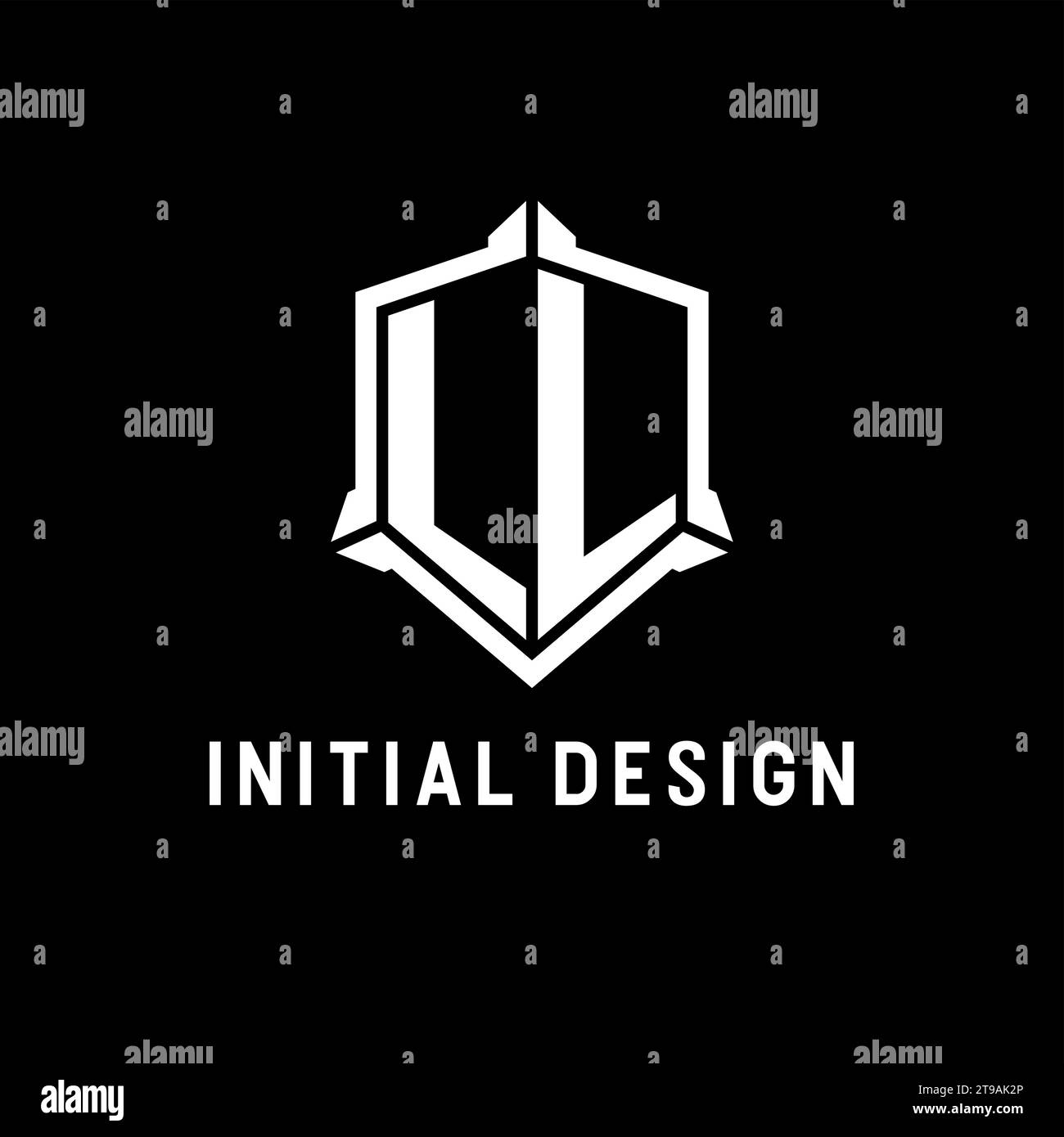 LL-Logo-Initiale mit Vektorgrafik im Schilddesign Stock Vektor