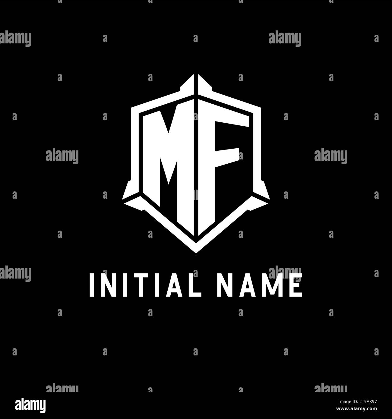 MF-Logo-Initiale mit Vektorgrafik in Schildform Stock Vektor