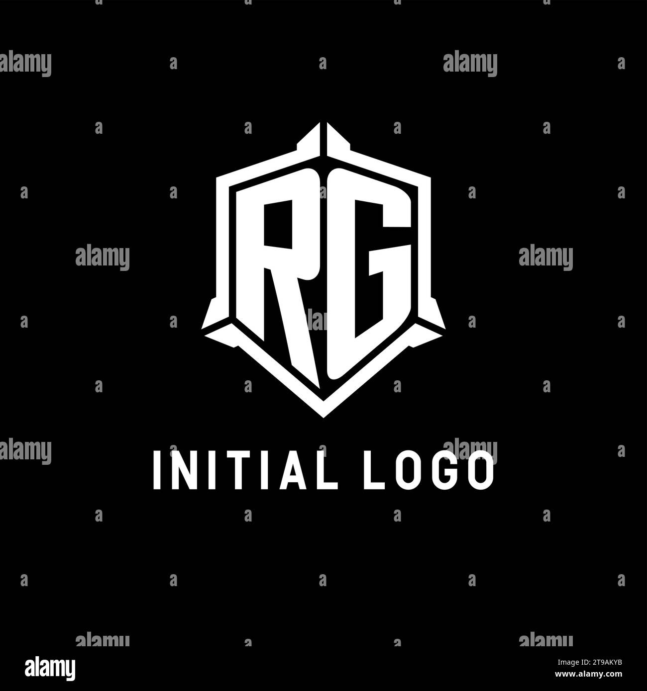 Initial des RG-Logos mit Vektorgrafik im Schilddesign Stock Vektor