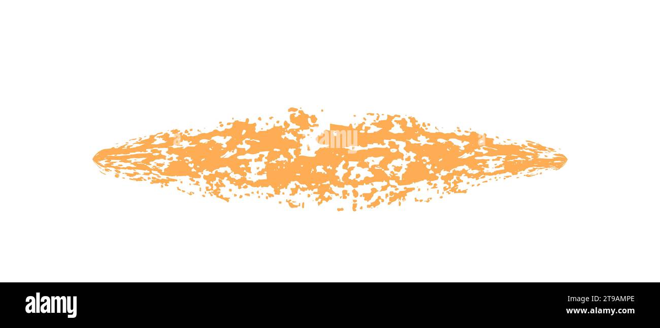 Handgezeichnete einfache Linie, gezeichnet mit Wachsmalstift, Kreide oder Holzkohle. Ungleichmäßige, trockene Textur aus orangenem Wachs zum Unterstreichen oder Hervorheben von Text. Bleistift gezeichnete Linie Stock Vektor