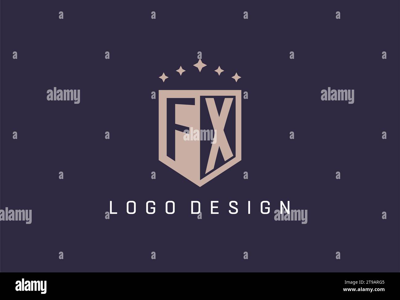 FX Initial Shield Logo Icon geometrisches Design inspiriert Stock Vektor