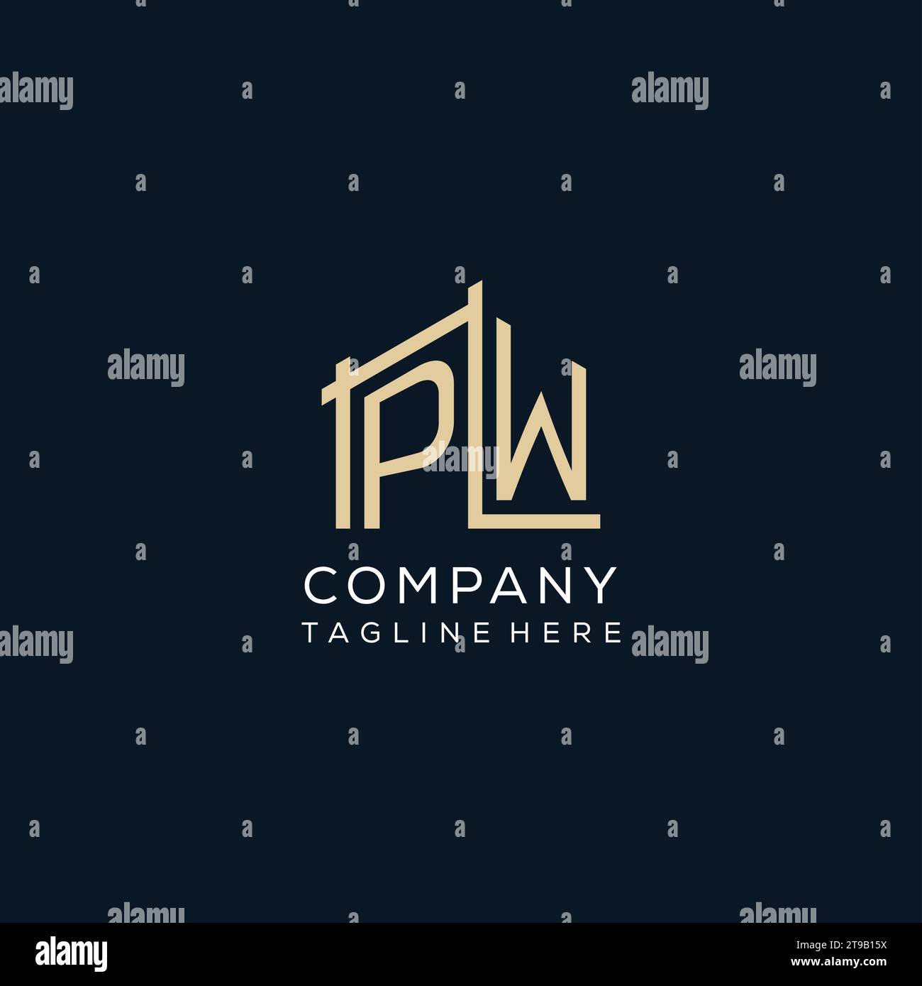 Anfängliches PW-Logo, klare und moderne Architektur- und Baulogodesign-Vektorgrafik Stock Vektor