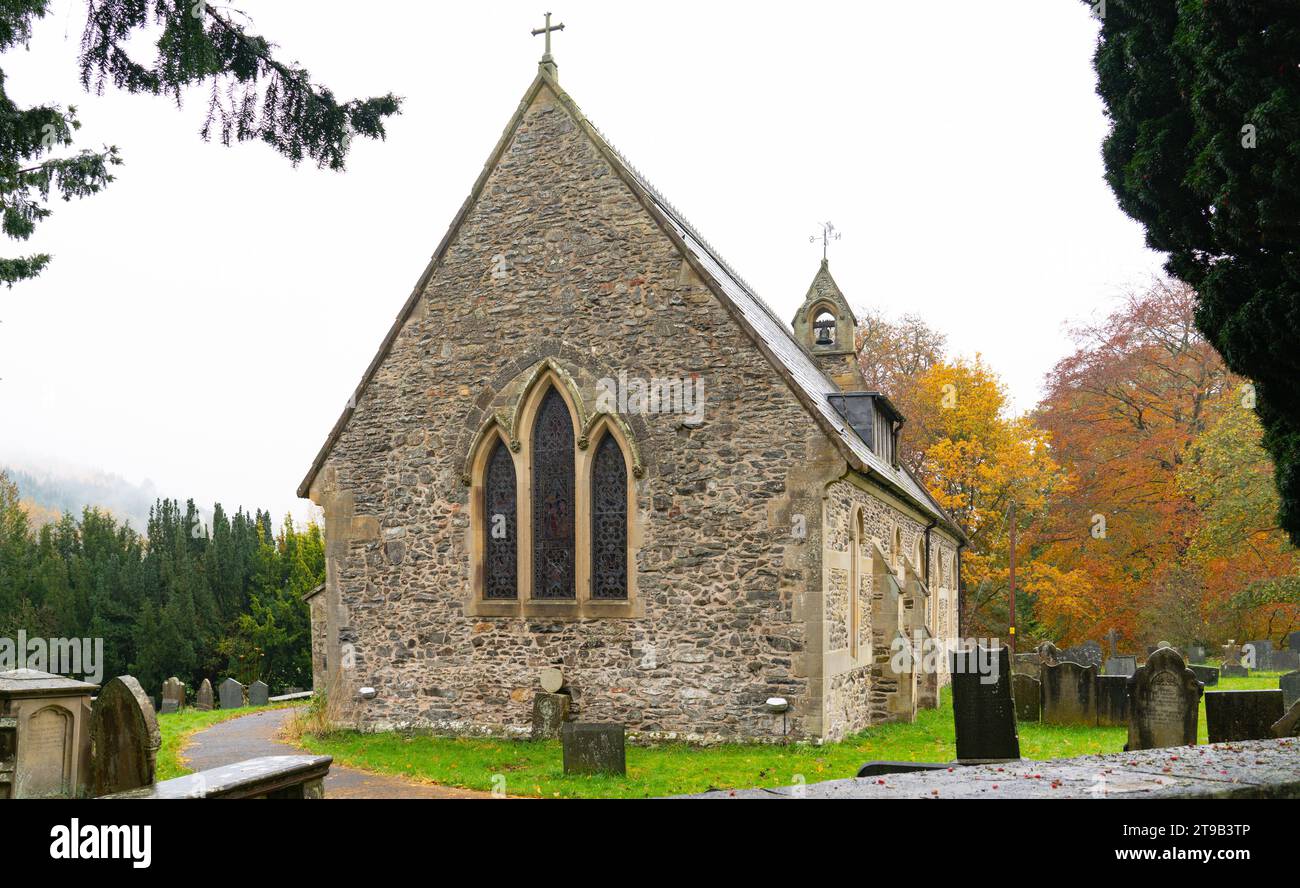 St Cedwyn's Church, Llangedwyn, Montgomeryshire, Powys, Wales. Bild im November 2023. Stockfoto
