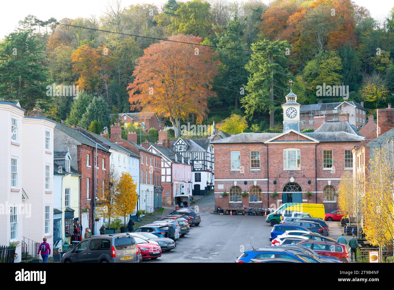 Broad Street, Montgomery, Powys, Wales. Bild im November 2023. Stockfoto