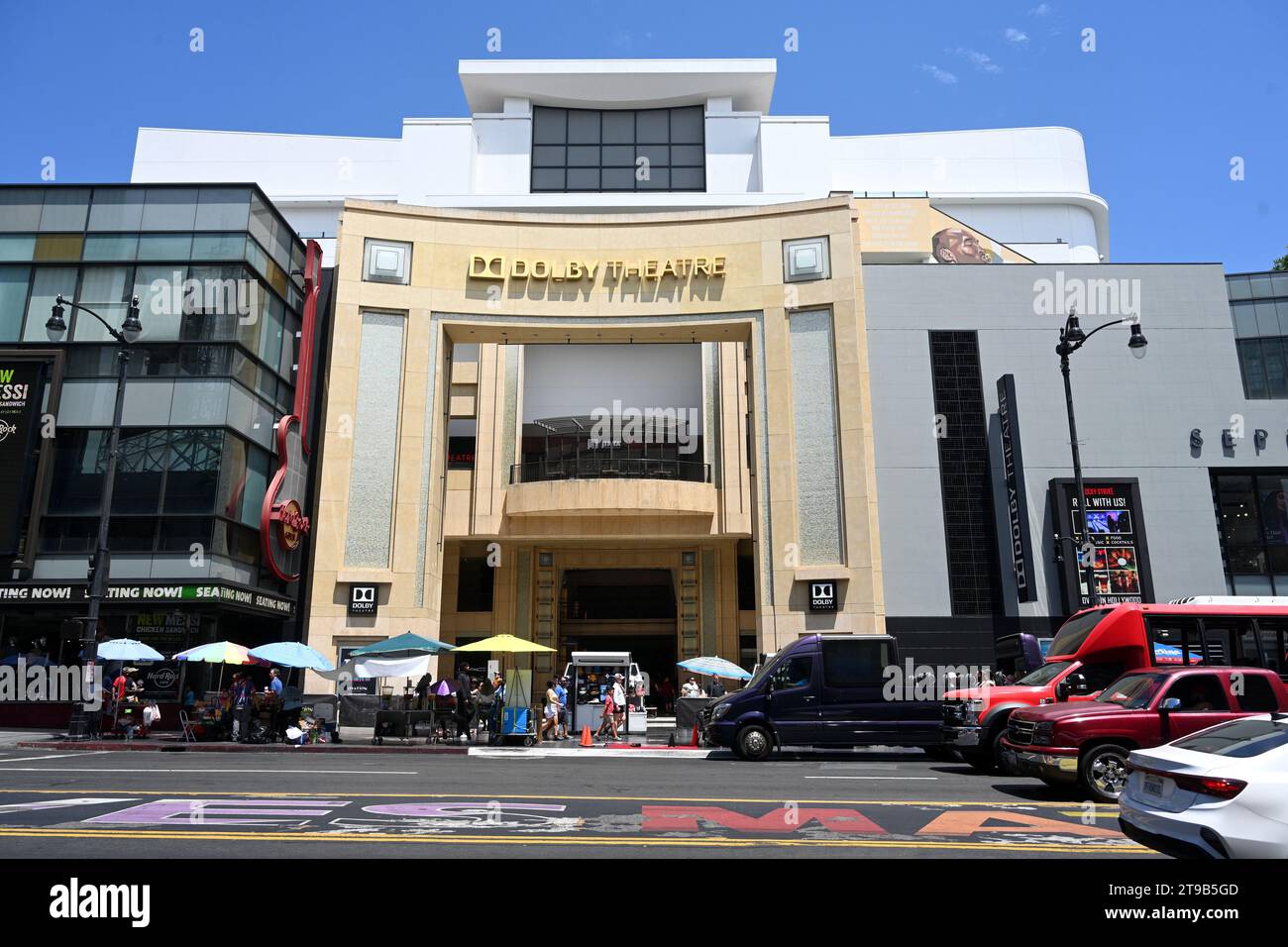 Los Angeles, CA, USA - 29. Juli 2023: Dolby Theatre am Hollywood Boulevard. Dolby Theatre ist ein Live-Aufführungssaal im Ovation Hollywood SH Stockfoto