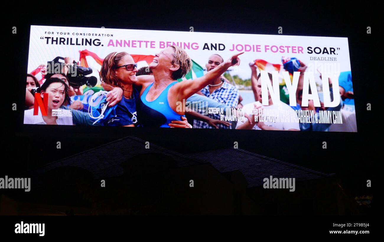 23. November 2023 NYAD Plakatwand am Sunset Blvd am 23. November 2023 in Los Angeles, Kalifornien, USA. Foto: Barry King/Alamy Stock Photo Stockfoto