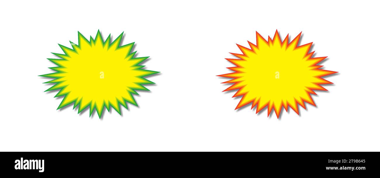 Starburst im Cartoon-Stil mit Schatten. Sprechblase-Badge. Vektorabbildung Stock Vektor