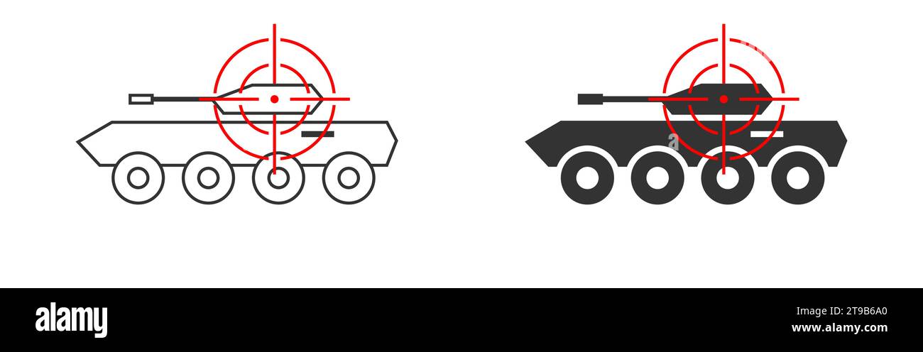 Auf das Symbol eines gepanzerten Personentransporters zielen. Vektorabbildung Stock Vektor