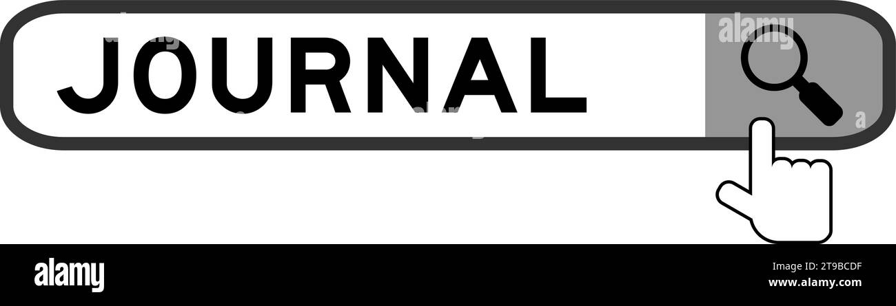 Suchbanner im Wortzeitbuch mit dem Lupensymbol auf weißem Hintergrund Stock Vektor