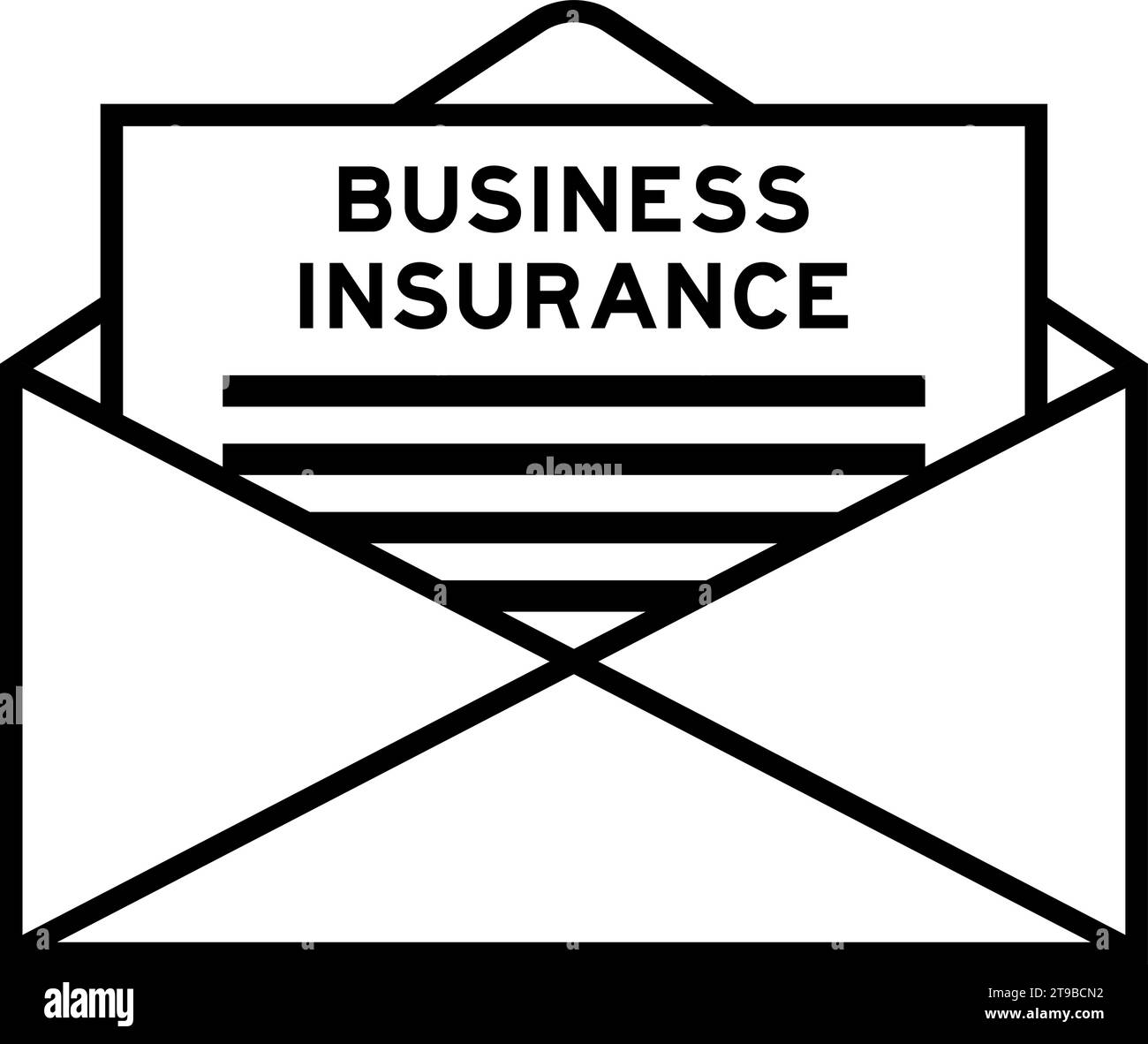 Umschlag und Briefschild mit Wort-Geschäft-Versicherung als Schlagzeile Stock Vektor