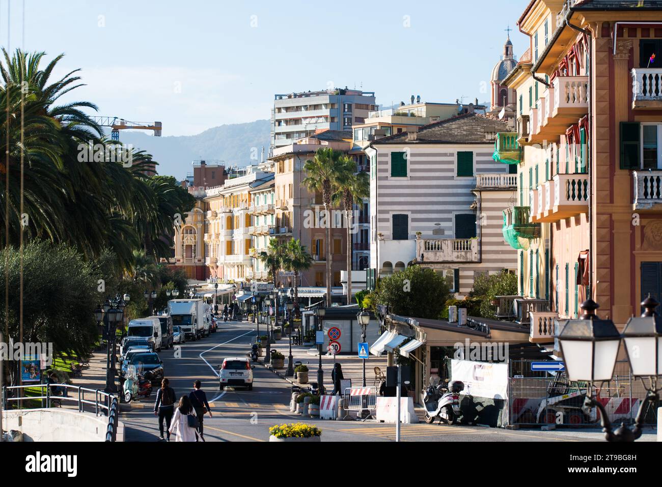 Blick auf den Sonnenuntergang in Rapallo, Ligurien, Italien Stockfoto