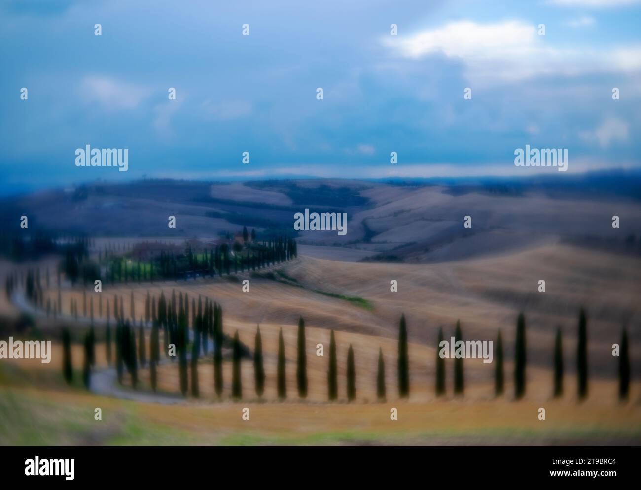 Die Landschaft der Toskana im Spätsommer, Italien Stockfoto