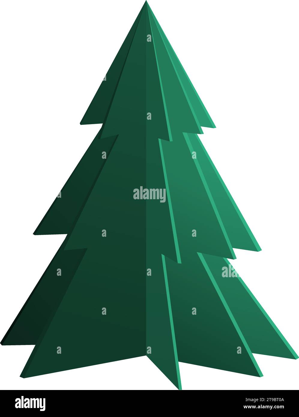 Handgefertigter Weihnachtsbaum aus Papier isoliert, Kreativität und Feiertagskonzept Stock Vektor