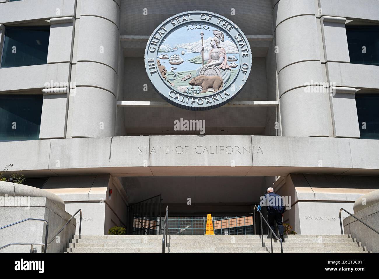 San Francisco, Kalifornien, USA - 25. Juli 2023: Hauptsitz der California Public Utilities Commission in San Francisco, Bundesstaat Kalifornien. Stockfoto