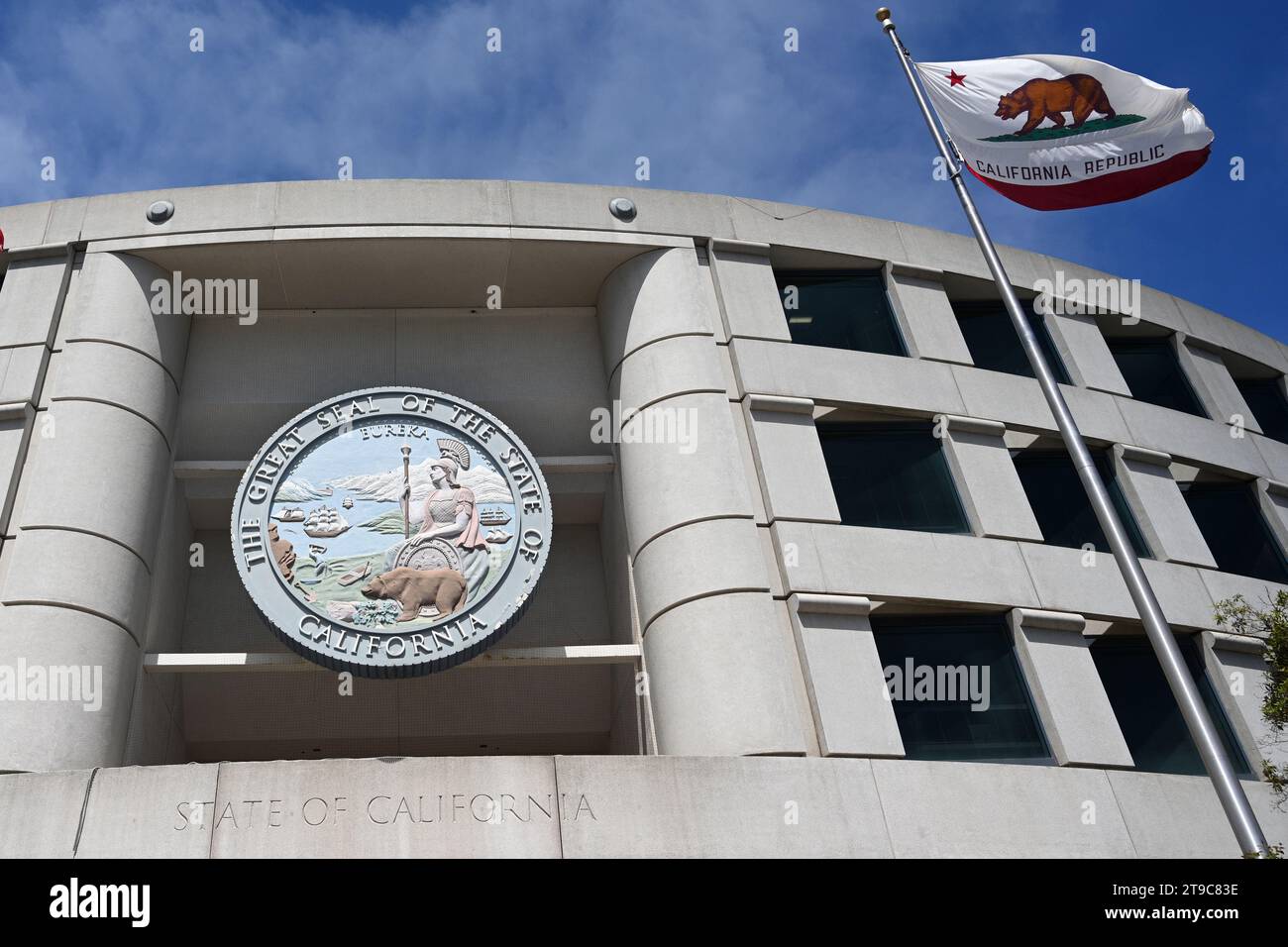 San Francisco, Kalifornien, USA - 25. Juli 2023: Hauptsitz der California Public Utilities Commission in San Francisco, Bundesstaat Kalifornien. Stockfoto