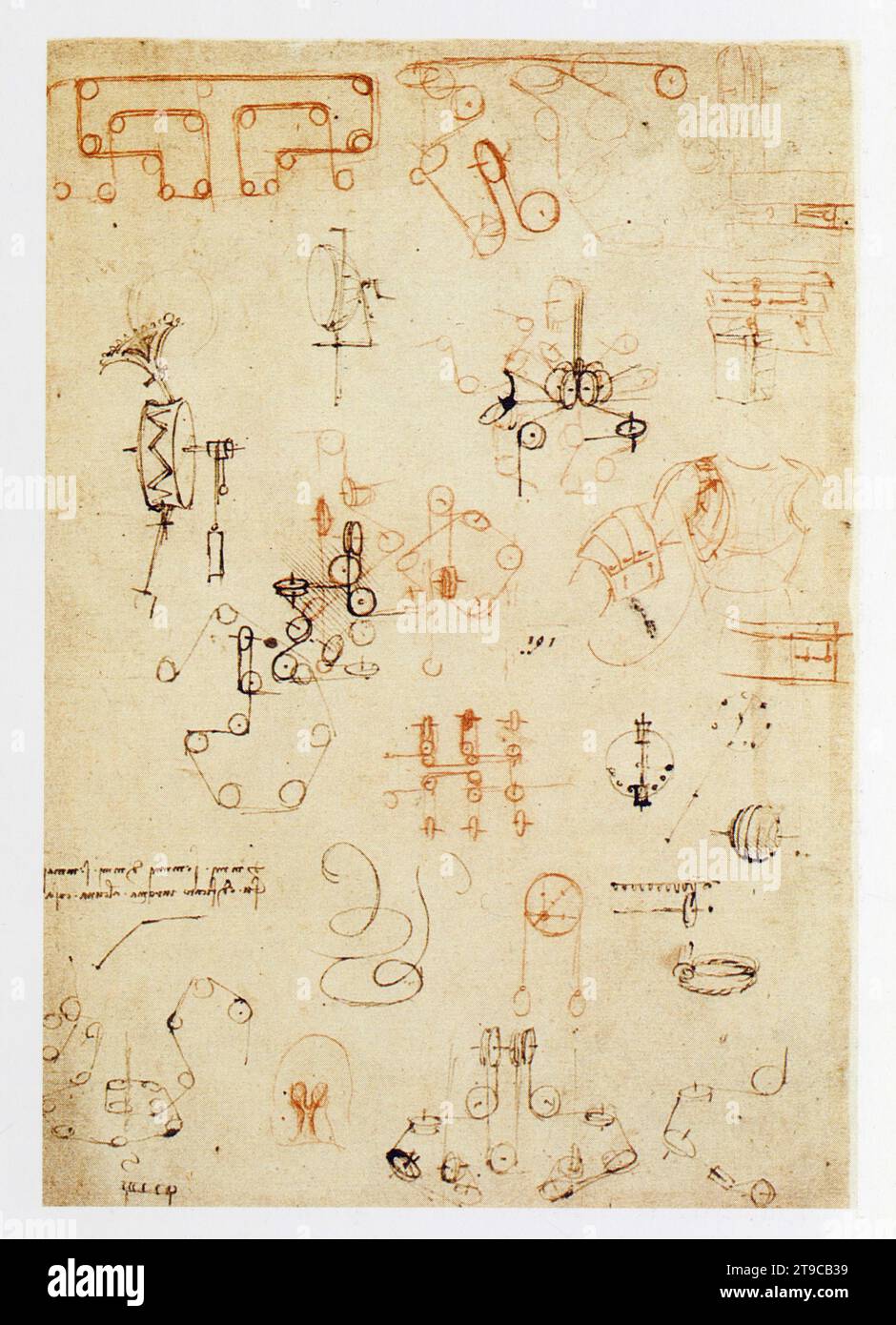 Leonardo da Vinci. Étude de mécanisme pour un automaticate. Stockfoto