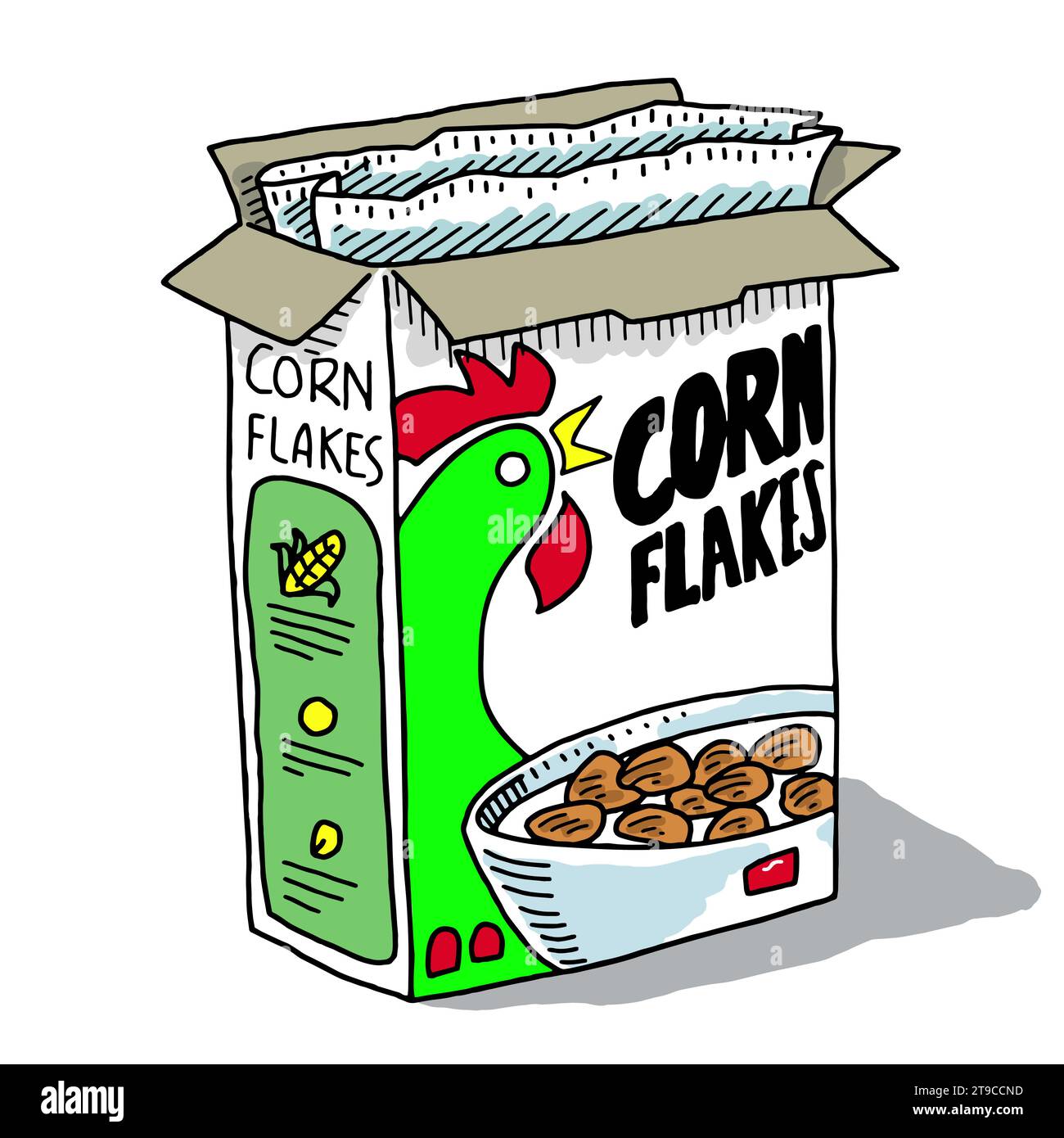 Hand Gezeichnete Box Von Getreide Cartoon Doodle Art Vektor ...